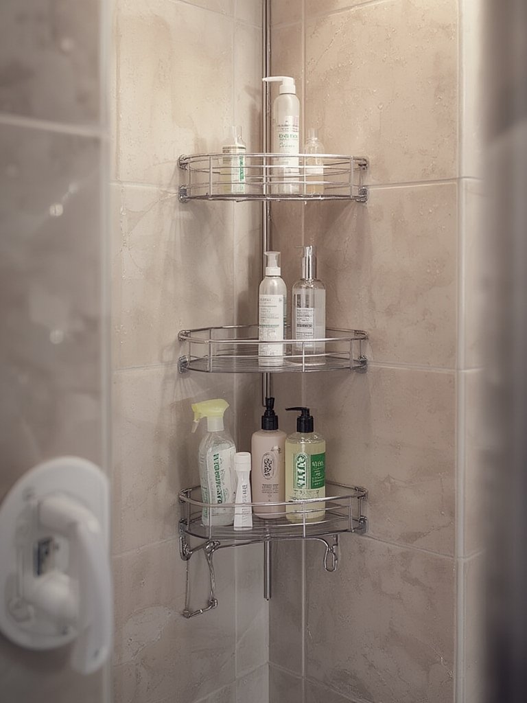 shower caddy in action