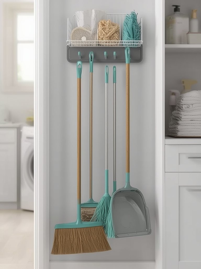 broom holder in action